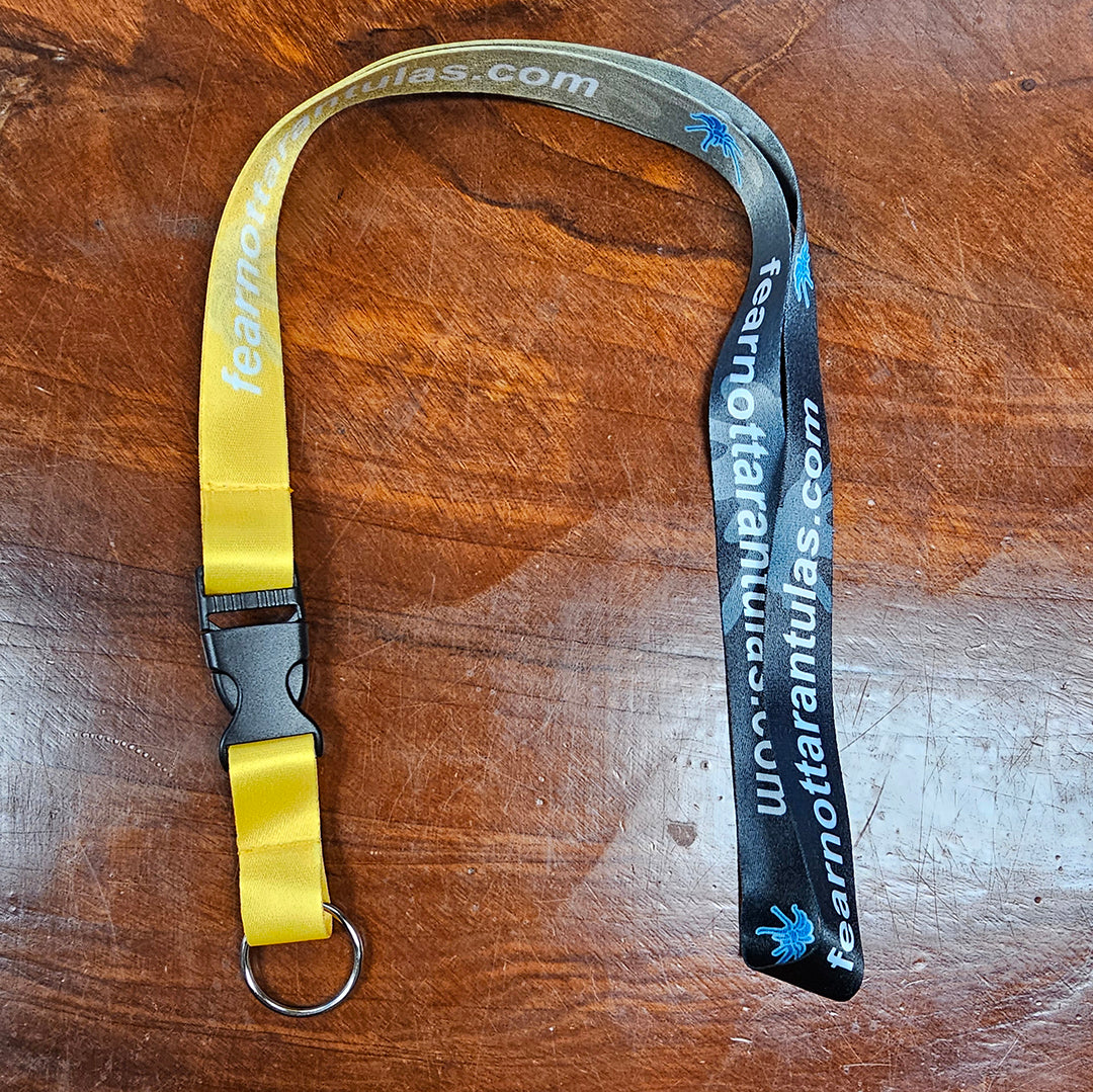 Fear Not Tarantulas Lanyard / YELLOW Shipped only with live spider purchase. FREE for orders $50 and over! (after discounts and does not include shipping) One freebie per shipment. - Fear Not Tarantulas, Inc. Fear Not Tarantulas Lanyard / YELLOW Shipped only with live spider purchase. FREE for orders $50 and over! (after discounts and does not include shipping) One freebie per shipment.
