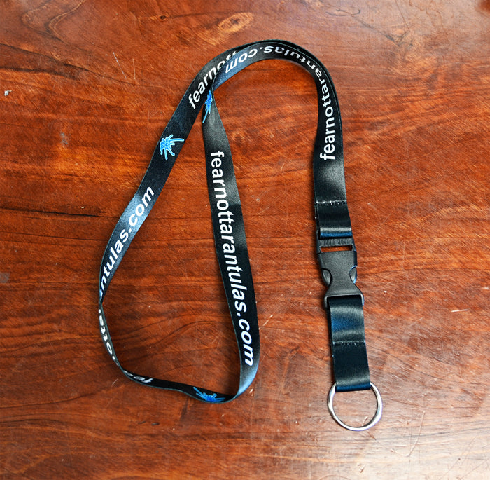 Fear Not Tarantulas Lanyard / Black Shipped only with live spider purchase. FREE for orders $50 and over! (after discounts and does not include shipping) One freebie per shipment.