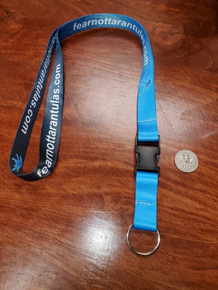 Fear Not Tarantulas Lanyard / Blue Shipped only with live spider purchase. FREE for orders $50 and over! (after discounts and does not include shipping) One freebie per shipment.